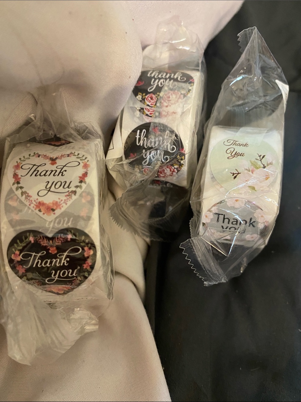 1500 Floral "Thank You" Sticker Roll Set - Assorted Pastel Designs